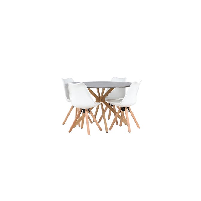 Matgrupp Venture Home Piazza Ø120 cm med 4 st Zeno stolar