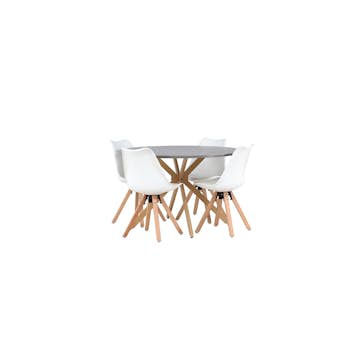 Matgrupp Venture Home Piazza Ø120 cm med 4 st Zeno stolar