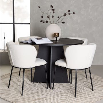 Matgrupp Venture Home Bootcut Ø110 cm med 4 st Edina stolar
