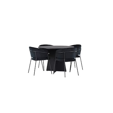 Matgrupp Venture Home Bootcut Ø110 cm med 4 st Selma stolar