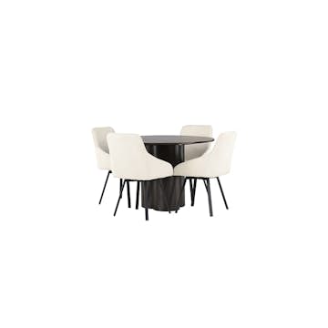 Matgrupp Venture Home Olivia Ø110 cm med 4 st Rosie stolar