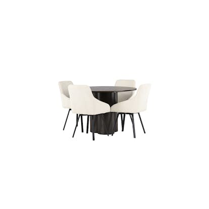 Matgrupp Venture Home Olivia Ø110 cm med 4 st Rosie stolar
