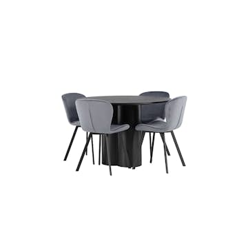Matgrupp Venture Home Olivia Ø110 cm med 4 st Lilja stolar