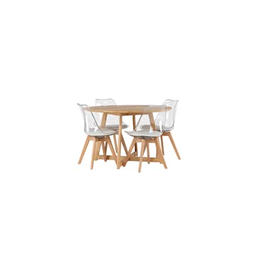 Matgrupp Venture Home Yakidon Ø120 cm med 4 st Edvin stolar