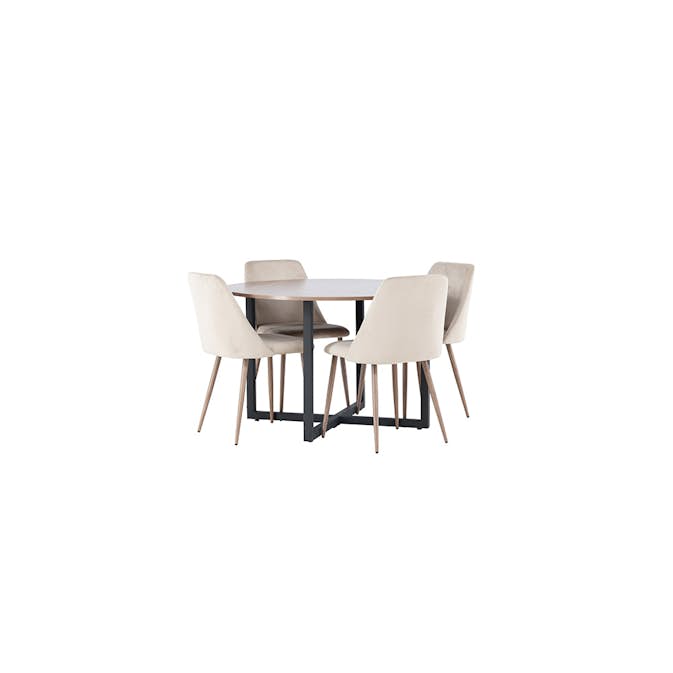 Matgrupp Venture Home Durango Ø120 cm med 4 st Night stolar