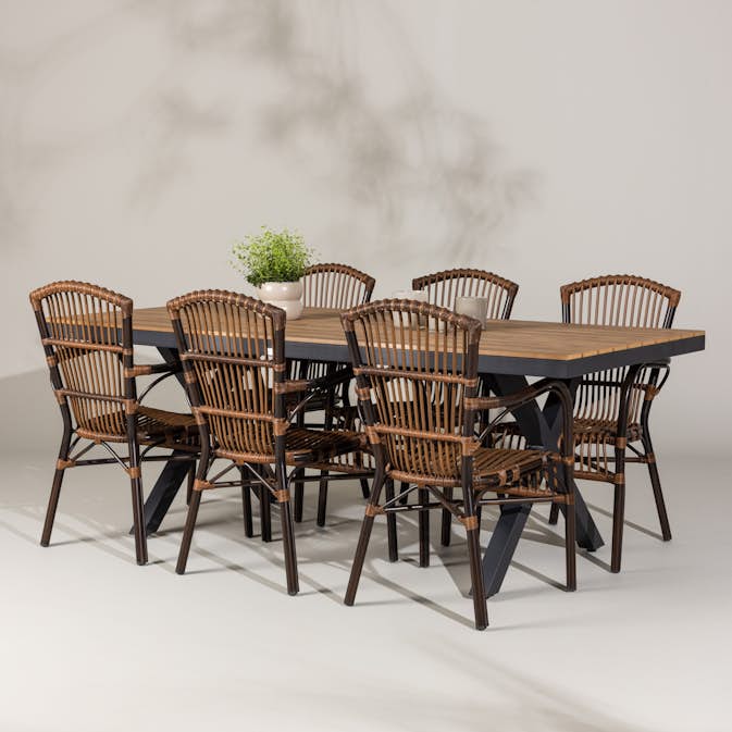 Trädgårdsgrupp Venture Home Garcia med 6 Galera Trädgårdsstolar