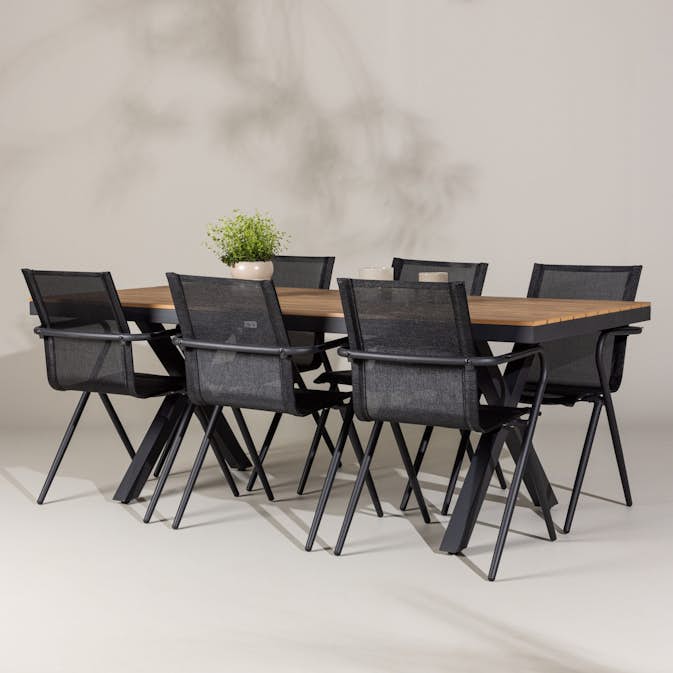 Trädgårdsgrupp Venture Home Garcia med 6 Alina Stolar