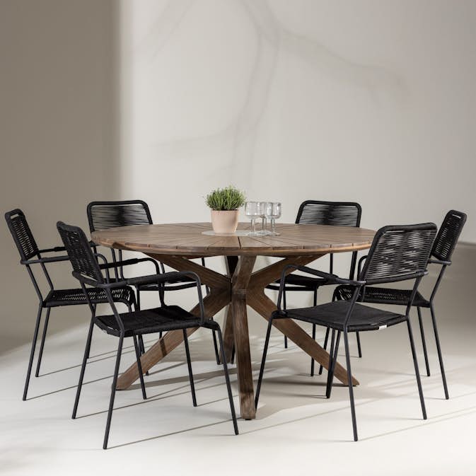 Trädgårdsgrupp Venture Home Rosario med 6 Lindos Karmstolar