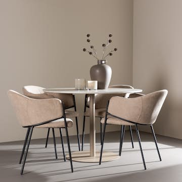 Matgrupp Venture Home Lycke Ø110 med 4 st Evelina Stolar
