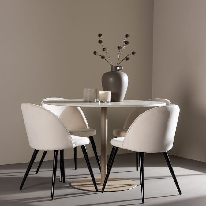 Matgrupp Venture Home Lycke Ø110 med 4 st Velvet Stolar