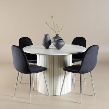 Matgrupp Venture Home Härön Ø110 med 4 st Polar Stolar Sammet