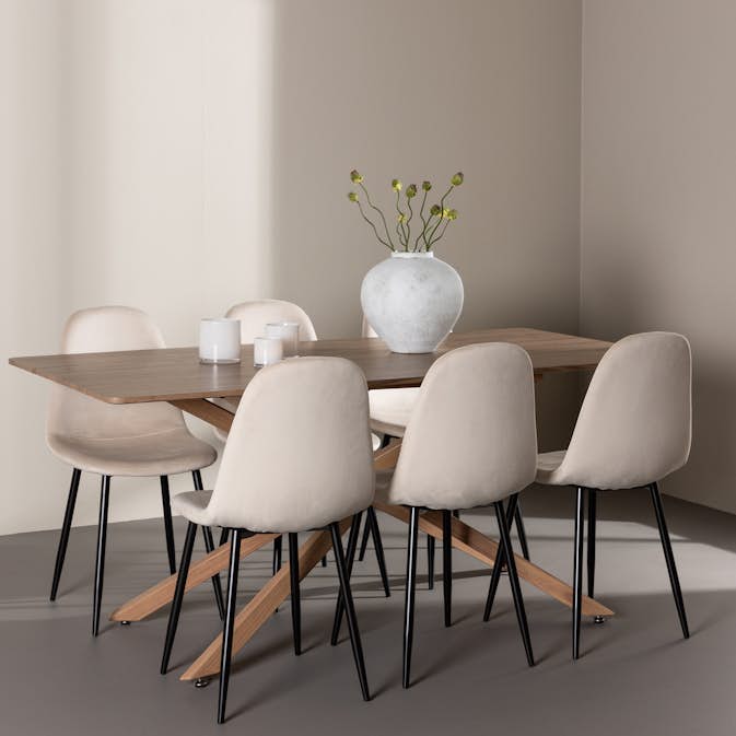 Matgrupp Venture Home Piazza 180 med 6 st Polar Stolar Sammet