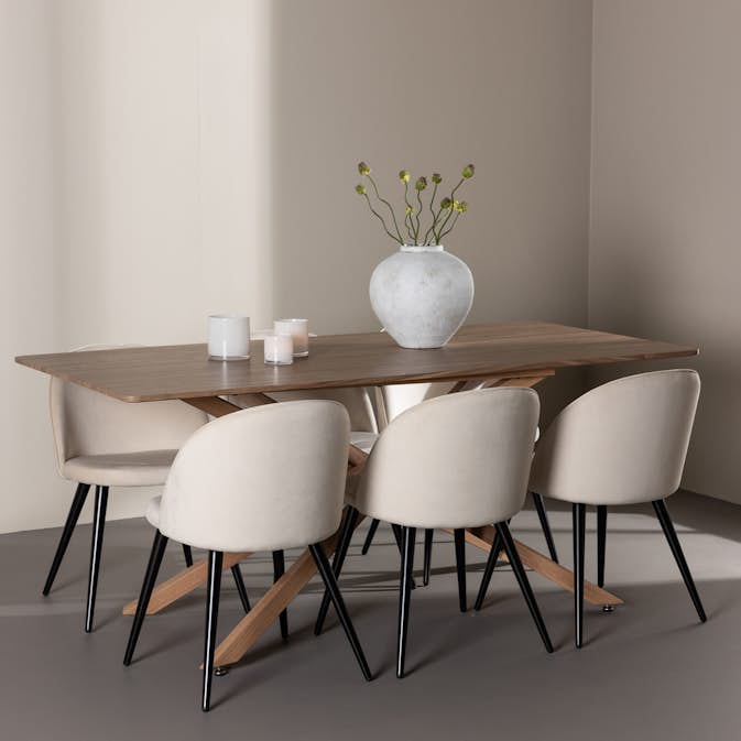 Matgrupp Venture Home Piazza 180 med 6 st Velvet Stolar