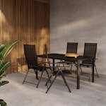 Trädgårdsmatgrupp Venture Home Giardini Rektangulärt Matbord 150x85x72 Svart med 4 st Levanzo Trädgårdsstolar Svart