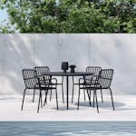 Trädgårdsmatgrupp Venture Home San Vito Matbord Svart med 4 st Peking Trädgårdsstolar Svart