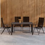 Trädgårdsmatgrupp Venture Home Mirko Matbord Svart med 4 st Levanzo Trädgårdsstol Svart