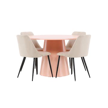 Matgrupp Venture Home Lanzo Ø120 cm med 4st Night Matstolar