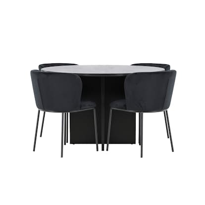 Matgrupp Venture Home Strada Ø120 cm med 4st Edina Matstolar