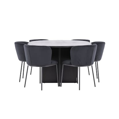 Matgrupp Venture Home Strada Ø120 cm med 6st Edina Matstolar