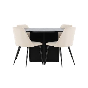 Matgrupp Venture Home Strada Ø120 cm med 4st Night Matstolar