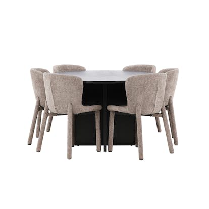 Matgrupp Venture Home Strada Ø120 cm med 6st Astoria Matstolar