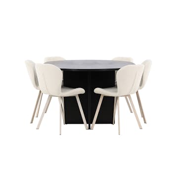 Matgrupp Venture Home Strada Ø120 cm med 6st Lilja Matstolar