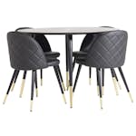 Matgrupp Venture Home Disa Rund med 4 Valentina Stolar Läder