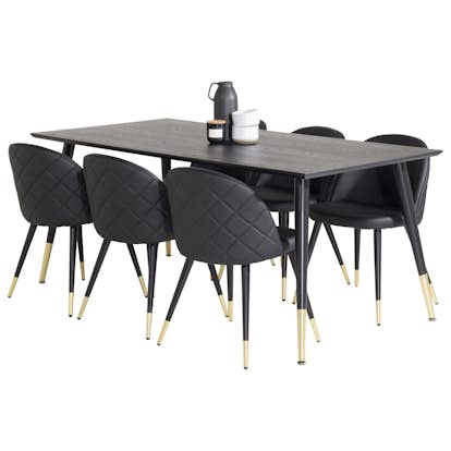 Matgrupp Venture Home Dipp med 6 Velvet Stolar