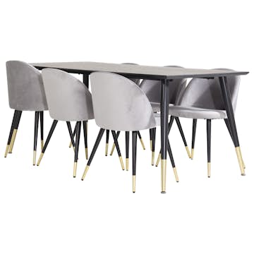 Matgrupp Venture Home Dipp med 6 Velvet Stolar