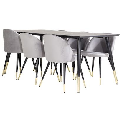 Matgrupp Venture Home Dipp med 6 Velvet Stolar