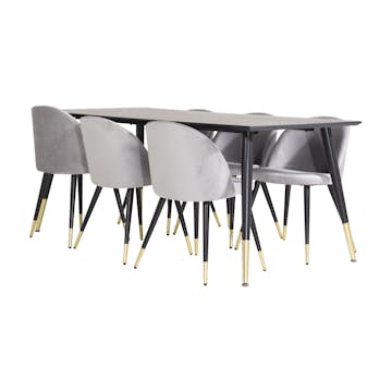 Matgrupp Venture Home Dipp med 6 Velvet Stolar