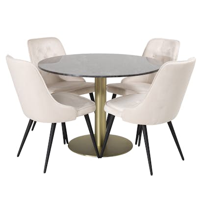 Matgrupp Venture Home Estelle med 4 Vera Stolar Sammet