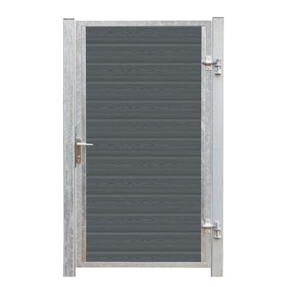 Artura kompositgrind - 99x175 cm + 16 cm stolpar för nedgjutning - högervänd