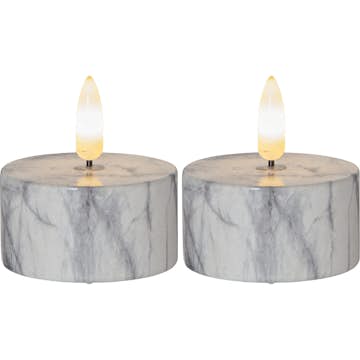 Blockljus Star Trading Flamme Cement T-light Marble 2 st