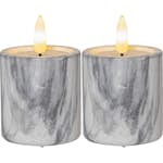 Blockljus Star Trading Flamme Cement Votive Marble 2 st