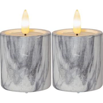 Blockljus Star Trading Flamme Cement Votive Marble 2 st