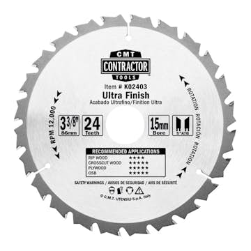 Sågklinga CMT Orange Tools Contractor 85x1,1x15 Z24 W