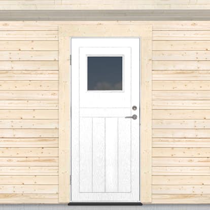 Kallförrådsdörr Sveadörren Glasfönster Grundmålad