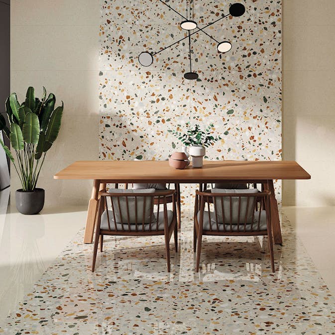 Klinker Hill Ceramic Guss Terrazzo Beige Matt 60x120 cm