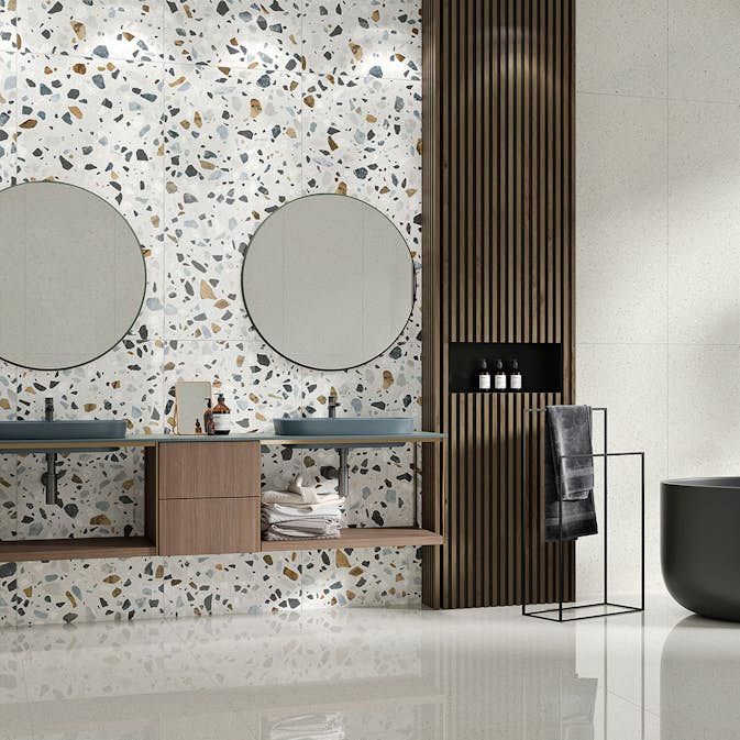 Klinker Hill Ceramic Guss Terrazzo Ljusgrå Matt 60x60 cm