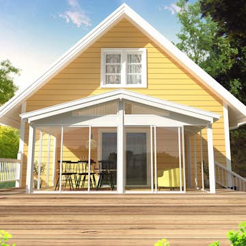 Komplett Uterum Landskap Glimma Förlängd Sommar