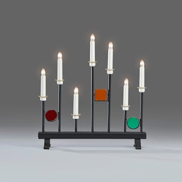 Adventsljusstake Gnosjö Konstsmide 7L med Färgade Dekorationer