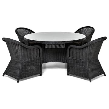 Matgrupp Utomhus Comfort Garden Marcus 140 Rund med 4 Light Utefåtöljer inkl. Dyna