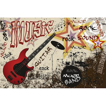 Tapet Dimex Red Guitar