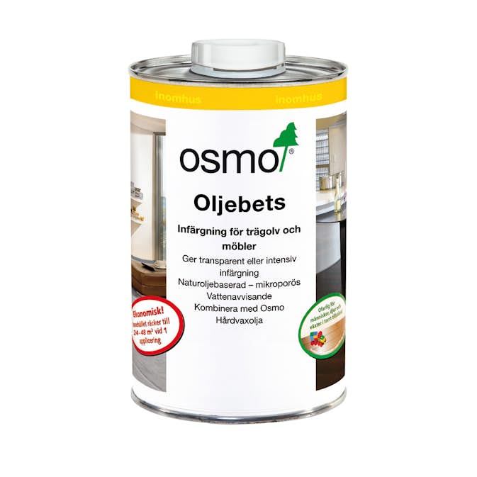 Oljebets Osmo För Infärgning av Trägolv & Möbler, Vit 1L