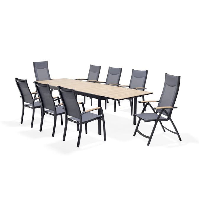 Matgrupp LifetyleGarden Panama med 6 Stolar och 2 Positionsstolar