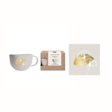 Gåvoset Paperproducts Design Golden Gingko Temugg 55 cl + Servett Taupe
