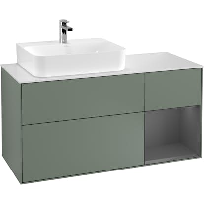 Tvättställsskåp Villeroy & Boch Finion med 3 Lådor Hylla och Bänkskiva för Ocentrerat Tvättställ