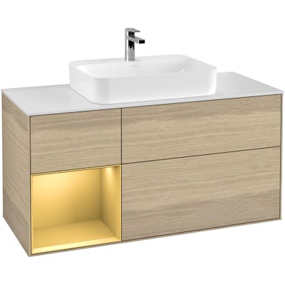 Tvättställsskåp Villeroy & Boch Finion med 3 Lådor Hylla och Bänkskiva för Ytmonterat Tvättställ