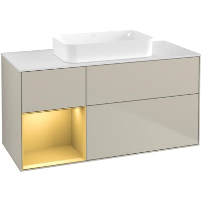Tvättställsskåp Villeroy & Boch Finion med 3 Lådor Hylla och Bänkskiva för Fristående Tvättställ